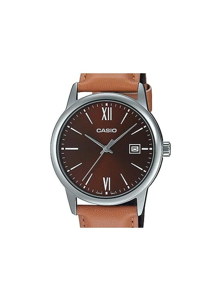 Casio Men's Watch - MTP-V002L-5B3UDF Brown Dial, Brown Band - Image 3