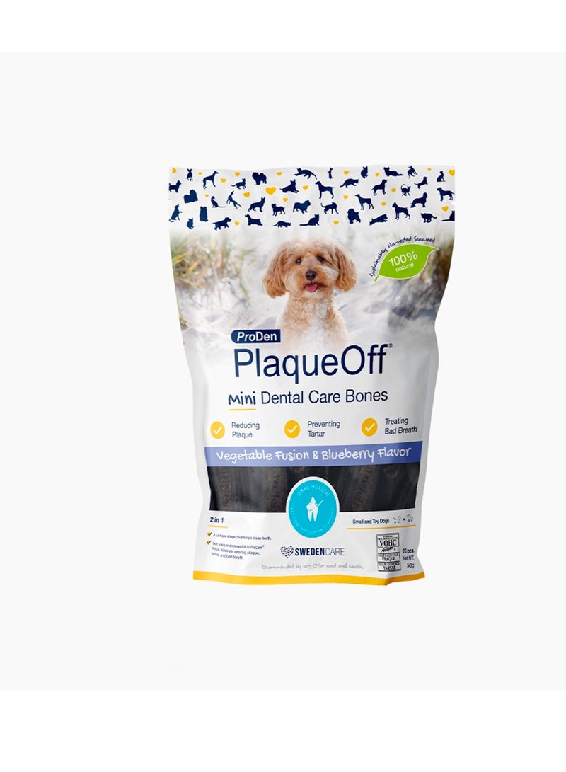 ProDen PlaqueOff Dog Dental Bites - Mini Bones - Vegetable Fusion & Blueberry - 340g