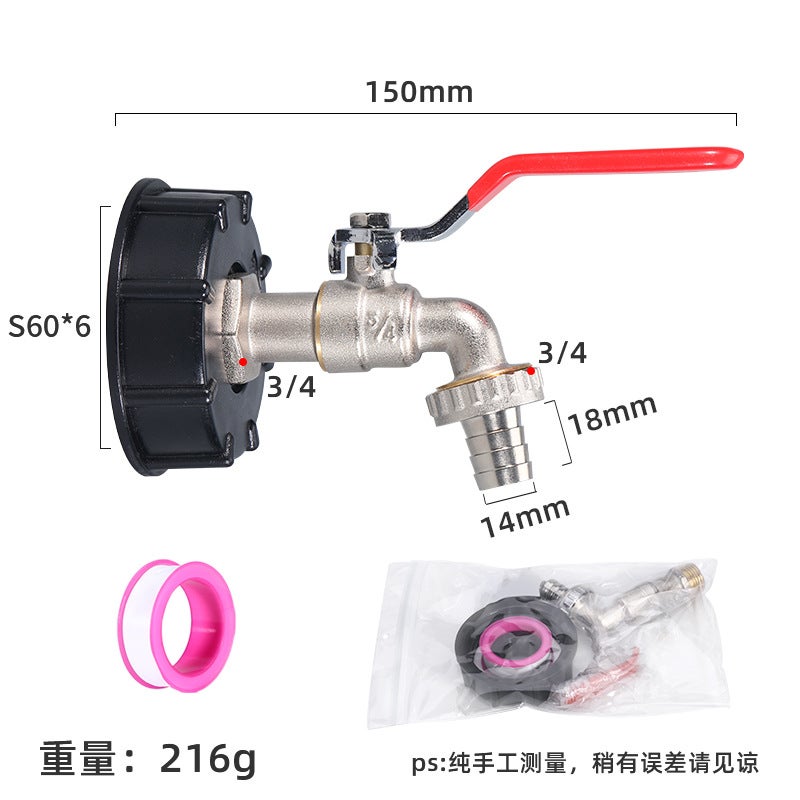 Ton Barrel Fittings Ton Barrel Connector Ibc Ton Barrel Brass Nozzle 1/2 Inch Nipple Faucet Connector 3/4 Alloy - Image 1