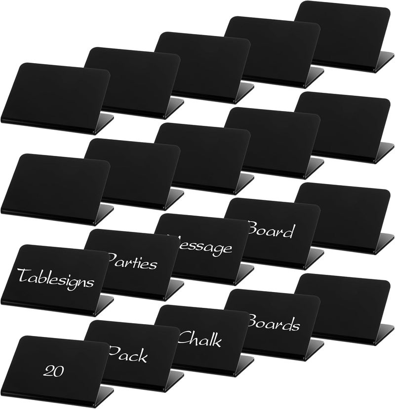 20 Pack Acrylic Chalkboard Sign, Black Mini Tabletop Chalkboard Signs, Small Tent Chalkboards Blackboard for Weddings, Birthday Parties, Message Board Signs, Bakery and Retail Label(4 x 2.9 Inch) - Image 1