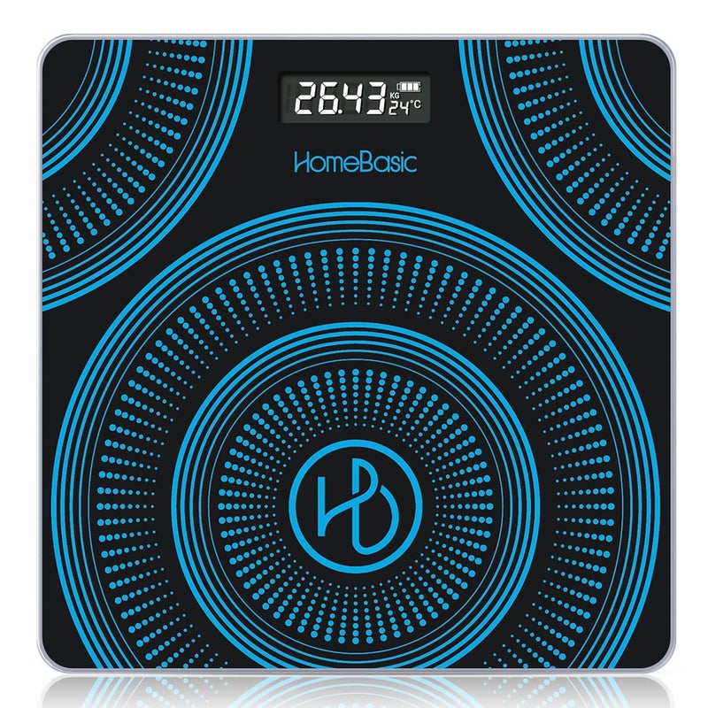 Home Basic ميزان وزن رقمي للجسم | ميزان بوزن زجاجي مقوى | سعة 180 كجم، 4 أوضاع وحدات، دقة عالية 0.1 جرام، ميزة الخطوة، تشغيل/إيقاف تلقائي، شاشة LCD، قياس درجة الحرارة - Image 1