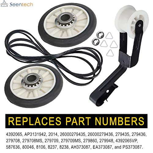 Seentech 4392065 Dryer Repair Kit With 349241T Drum Roller Kit, 691366 Idler Pulley 341241 Belt by Seentech - Exact fit for Whirlpool & Kenmore Dryers - Replaces AP3131942 AP3098345 AP6010582 WP691366 - Image 3