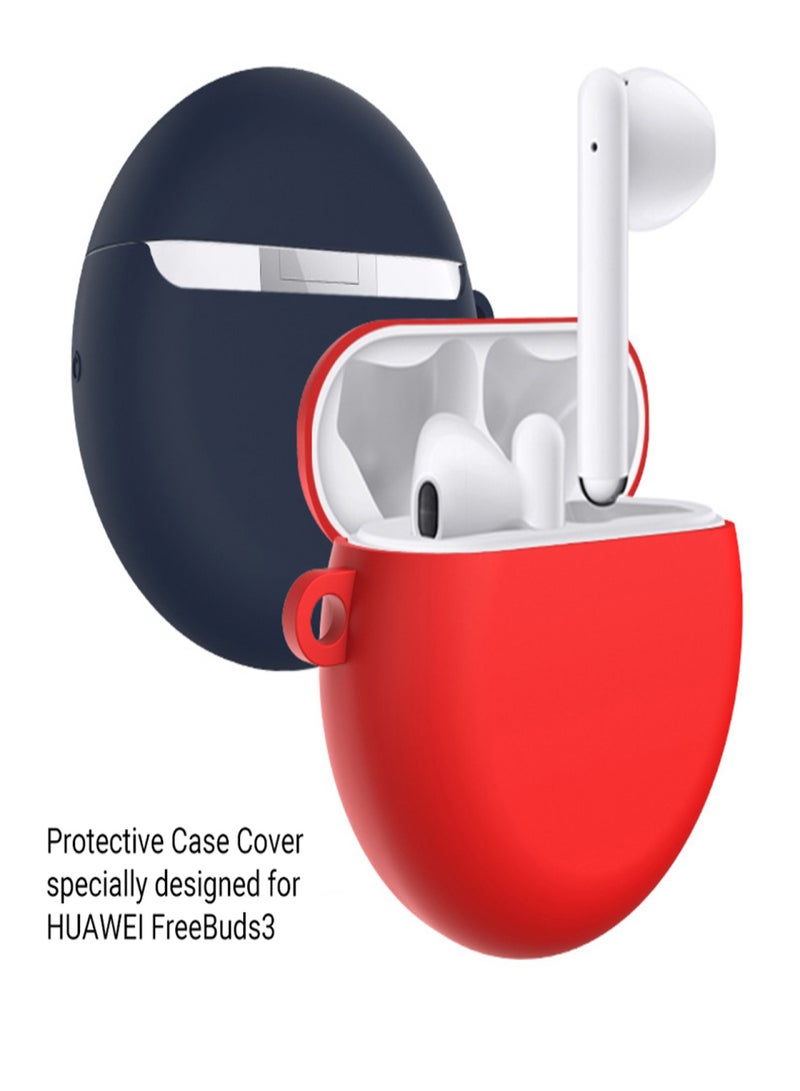 Silicone Earphone Case Cover Protective Jacket Wireless BT Earphone Storage Box Cover Portable Headphone Cases Soft Protective Sleeve with Hanging Loop Compatible with HUAWEI Freebuds3  - Image 2