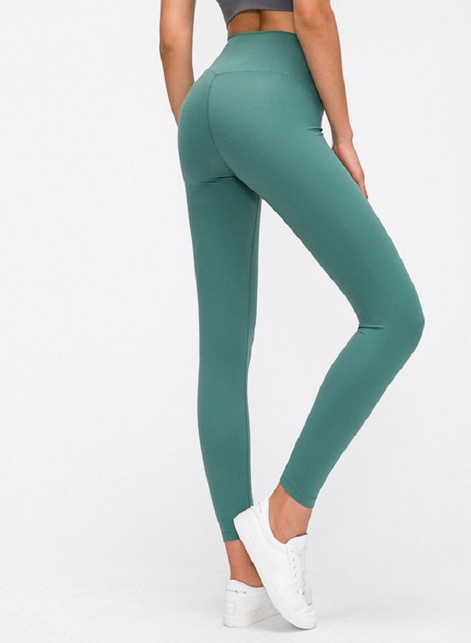 Loquat Solid Stretch Yoga Long Pants Green  - Image 2