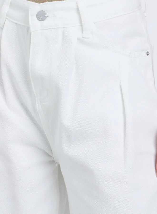 تايك تو بنطال جينز بخصر متوسط وقصة أرجل واسعة