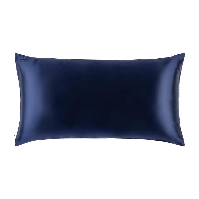 SLIP غطاء وسادة ملكي من الحرير الخالص 100 22 مومي حرير توت بحجم ملكي قياسي مضاد لتجاعيد النوم مضاد لتجاعيد السرير لون كحلي 20 × 36