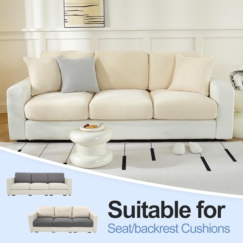 WEYOND Couch Cushion Covers for L Shaped Sectional Sofa Softer Chenille Large Sofa Covers Washable NonSlip Individual Stretch Couch Cover 3Pack Back Backrest Covers Beige - Image 3