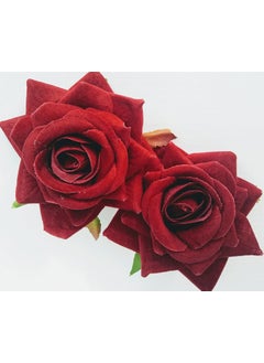 Small Dark Red Burgundy Rose Hair Flower Clips  Pair