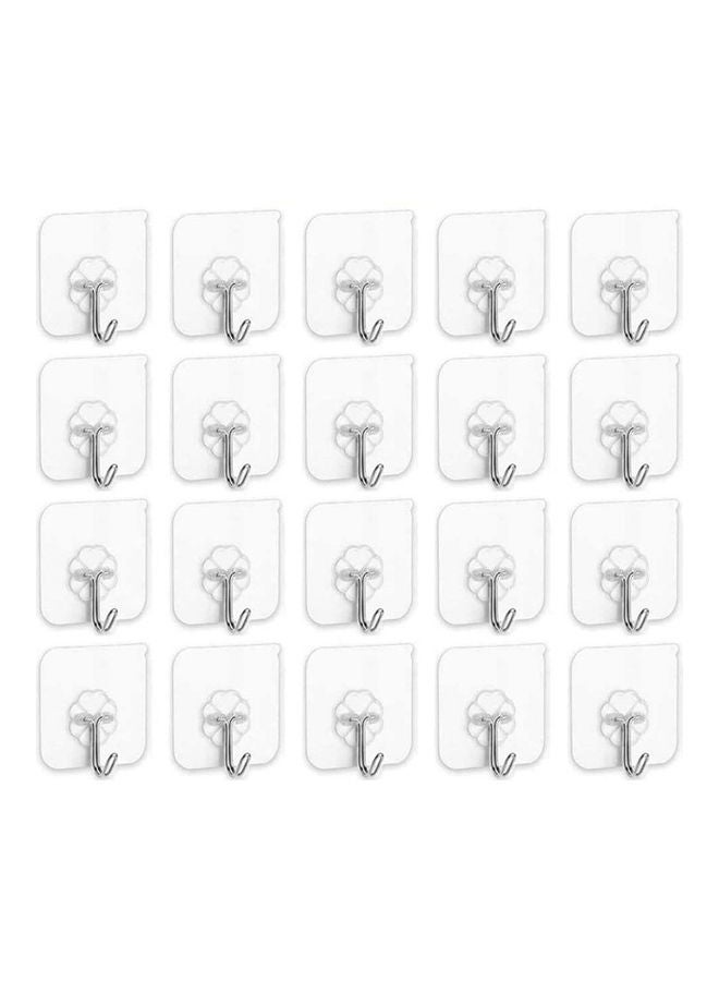 20-Piece Heavy Duty Wall Hooks Transparent 6cm - Image 1