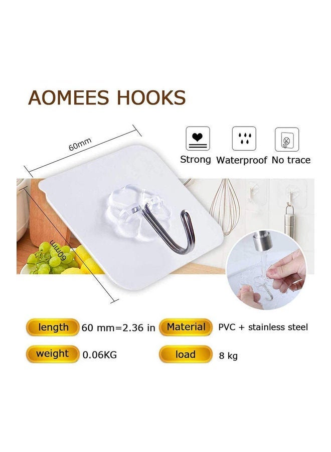 20-Piece Heavy Duty Wall Hooks Transparent 6cm - Image 5