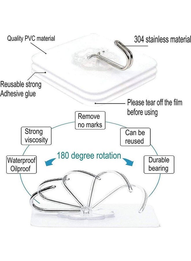 20-Piece Heavy Duty Wall Hooks Transparent 6cm - Image 3