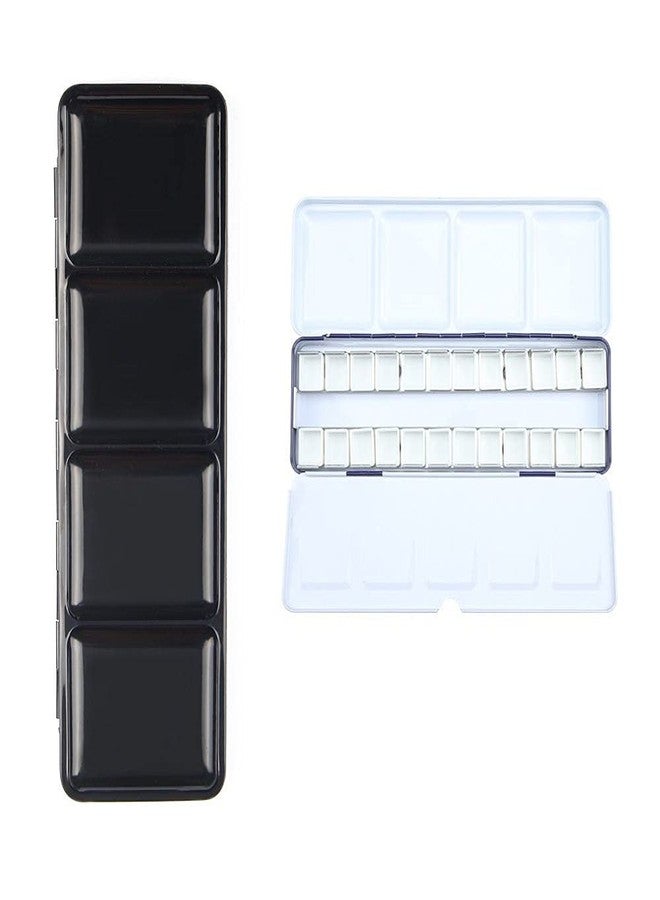 Aliotech Travel Artist Empty Watercolor Tins Box Palette Paint Case, Medium Colorful Tin with 24Pcs Half Pans (Black)