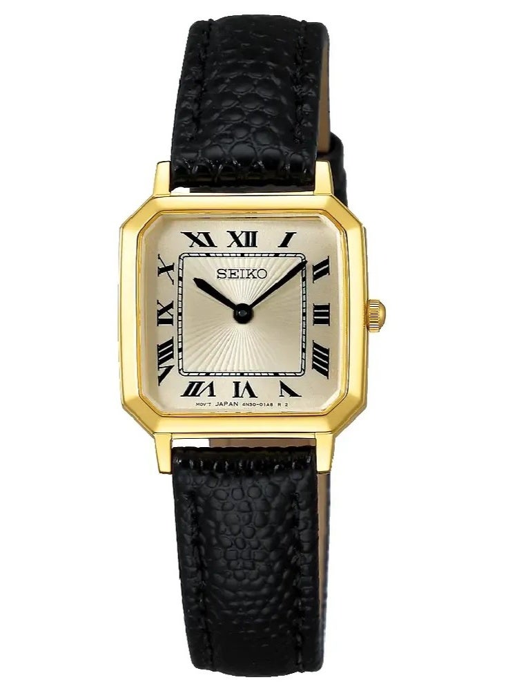 Selection nano・universe Special Edition Women’s Watch SSEH018, 22.7 mm Gold Dial, Stainless Steel Case & Leather Strap, 50 m WR
