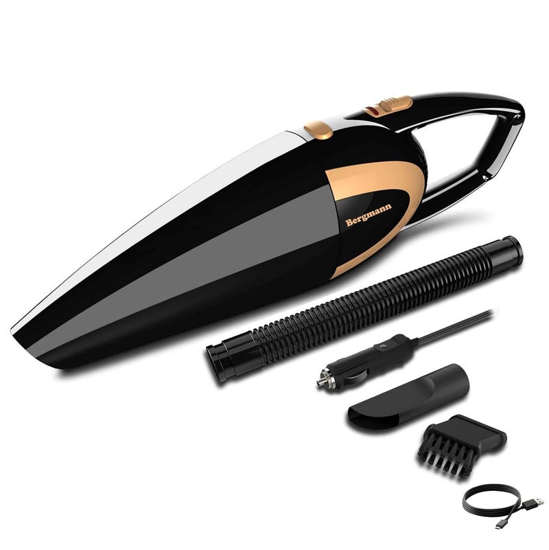 Bergmann Stunner Cordless Vacuum Cleaner for Car & Home | 150W Powerful Suction | Dual Mode - 7500mAh Rechargeable Battery & 12V DC Car Port | Stainless Steel Hepa Filter | Mirror Finish | Black - Image 1