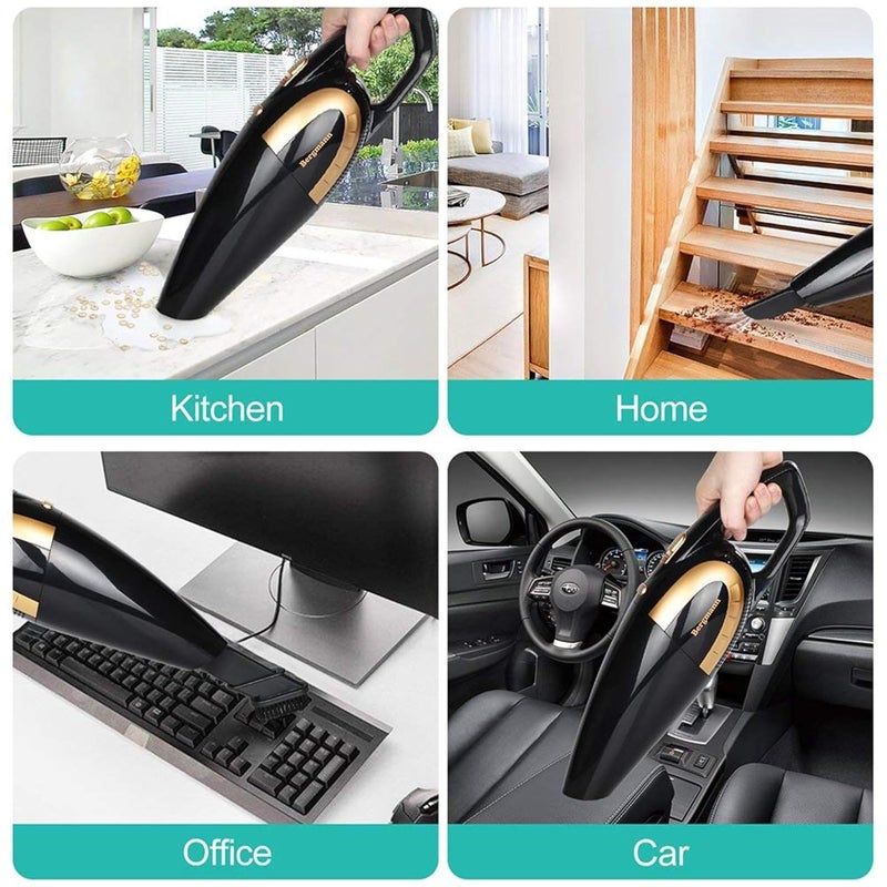 Bergmann Stunner Cordless Vacuum Cleaner for Car & Home | 150W Powerful Suction | Dual Mode - 7500mAh Rechargeable Battery & 12V DC Car Port | Stainless Steel Hepa Filter | Mirror Finish | Black - Image 4
