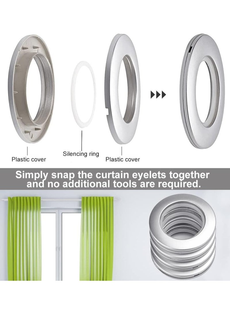 AL WADI FURNITURE AWF Al Wadi Furniture Pack of 50 Matt Silver Curtain Grommets Round Plastic Curtain Eyelet Rings with nano-scale silencer ring, DIY Rings for Window Curtain, Shower Curtain, Locker Room Door Curtain  - Image 3