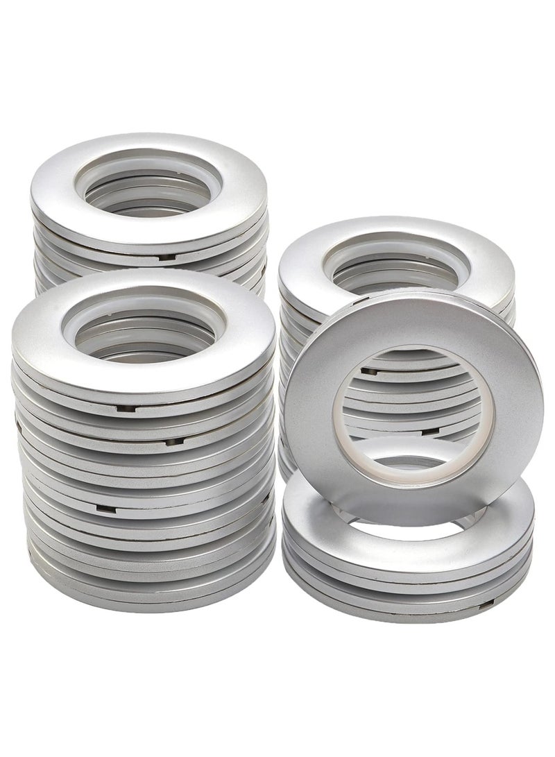 AL WADI FURNITURE AWF Al Wadi Furniture Pack of 50 Matt Silver Curtain Grommets Round Plastic Curtain Eyelet Rings with nano-scale silencer ring, DIY Rings for Window Curtain, Shower Curtain, Locker Room Door Curtain  - Image 1