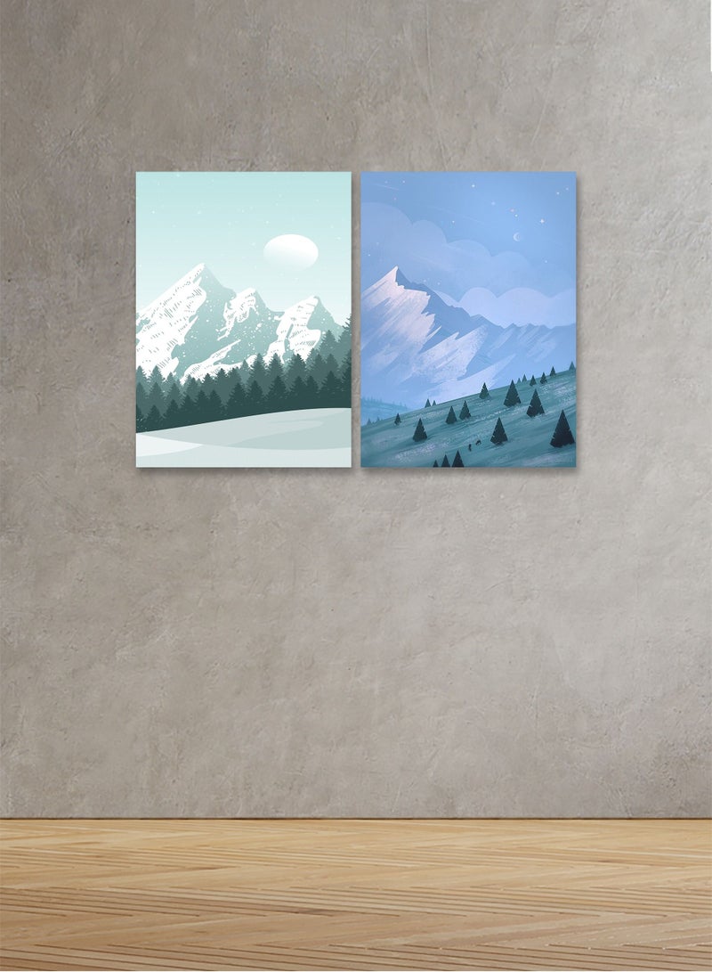 Marktna Decorative Wall Art Painting with a Mountain Design,2 pieces,Size 80x60cm - Image 1