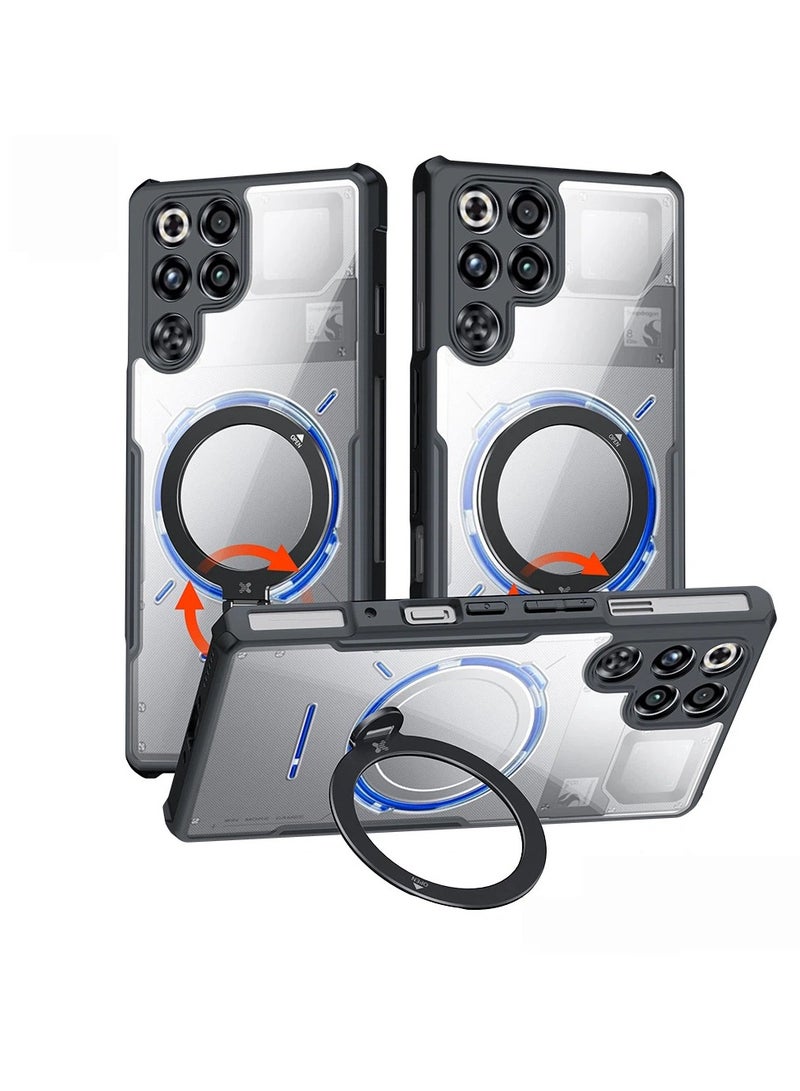 عام غلاف Red Magic 11 Pro/Red Magic 11 Pro+ المغناطيسي الواقي 【مدعوم الشحن اللاسلكي】 - غلاف شفاف مقاوم للاصفرار مع حماية للكاميرا، مصنوع من مزيج PC+TPU مع ظهر ممتص للصدمات وحامل دوّار 360 درجة - Image 1