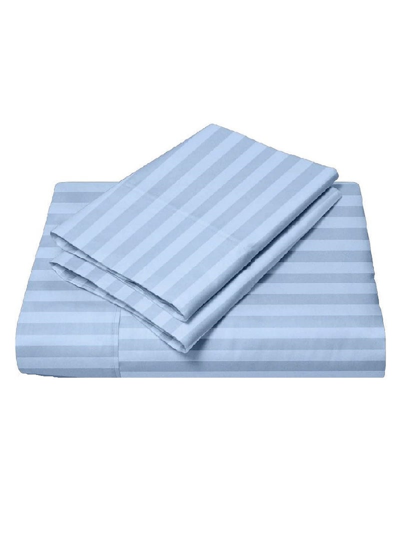 Blueberry Striped Sheet Set Sheets Deep Pockets Machine Washable Hotel Bedding Silky Soft 150x200+20cm - Image 1