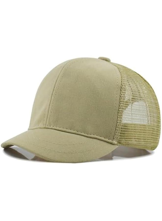 Short Brim Mesh-Back Baseball Cap Adjustable Washed Breathable Cotton Unconstructed Plain Dad Hat for Men Women - Image 1