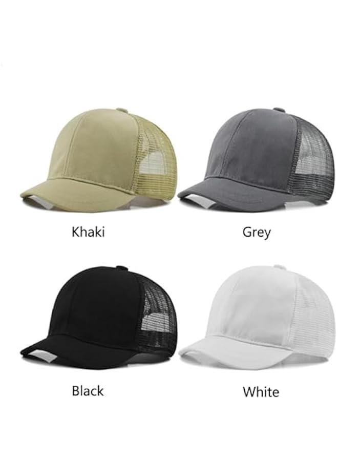 Short Brim Mesh-Back Baseball Cap Adjustable Washed Breathable Cotton Unconstructed Plain Dad Hat for Men Women - Image 2