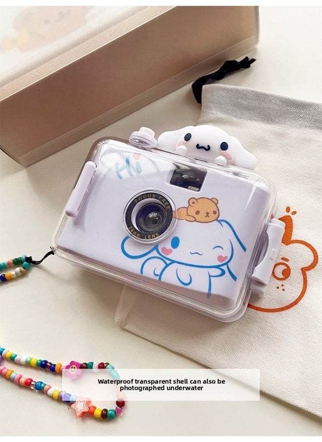 Generic [Original] Sanrio Yugui Dog Film Camera Film Machine Student Non-Polaroid Birthday Valentine's Day Di Peng-Body Color:See-through Retro Black Camera + Waterproof Case + Manual 