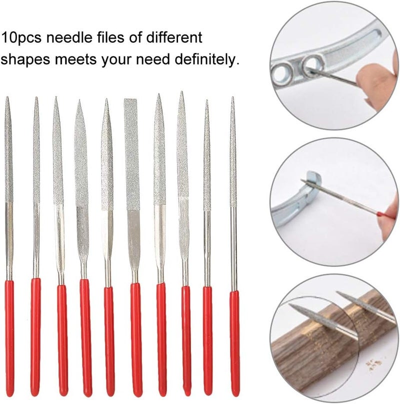klarako 10Pcs Wood RASP with Premium Grade Steel Hand File, Round Hand RASP, Half Round Flat & Needle Files, Filing Tool Woodworking DIY Mini Handcraft Wood Rasp Files Needle Set for Sharping Wood - Image 3