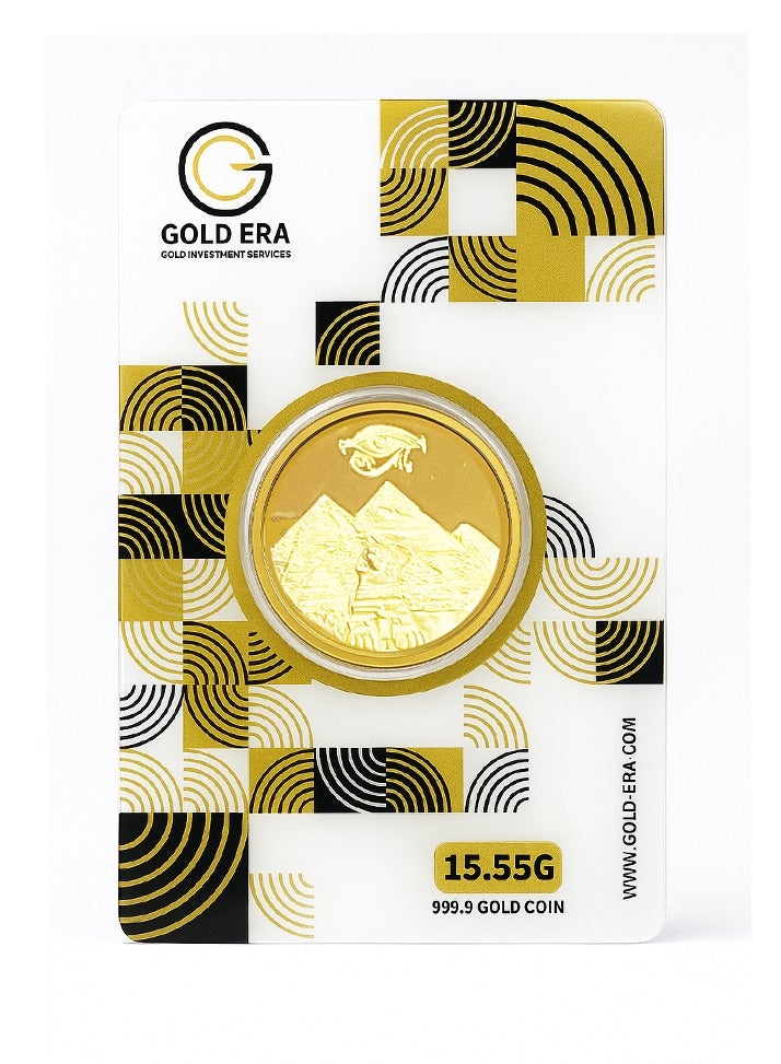 جولد ايرا Gold Era 15.55g Gold Coin – 24K 999.9 Pure Gold Collectible Coin Featuring Great Pyramids Design | Certified Investment Gold Coin  - Image 1