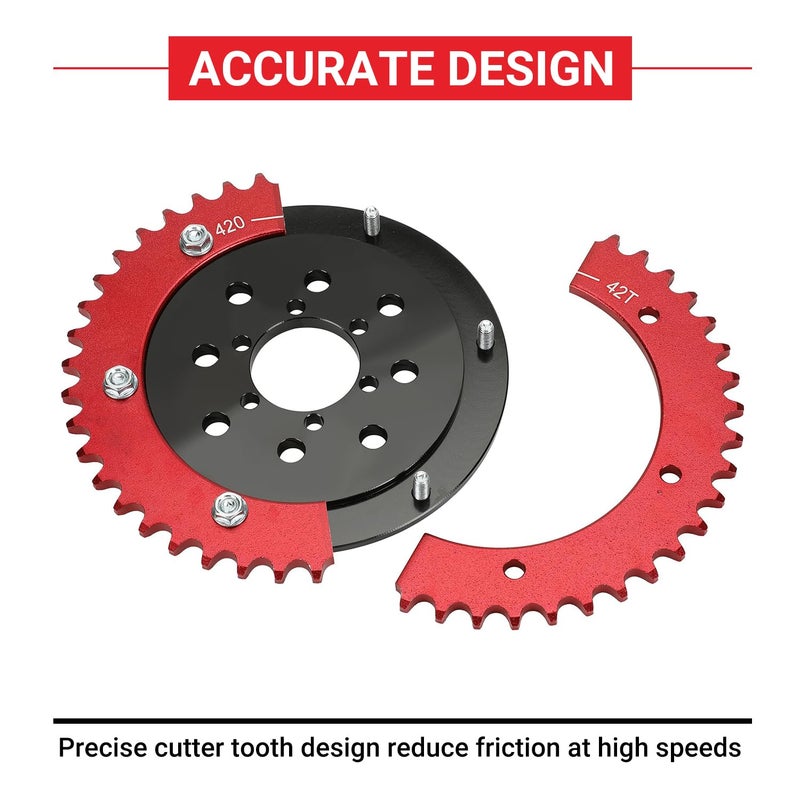 GREHUA 420 Split Chain Sprocket 42 Tooth & Sprocket Adapter Compatible with Coleman CT200U CT200U-EX BT200X Baja Warrior MB165 MB200 Mini Bike Go Kart Predator 212cc 196cc 5.5HP 6.5HP Engine Parts - Image 4