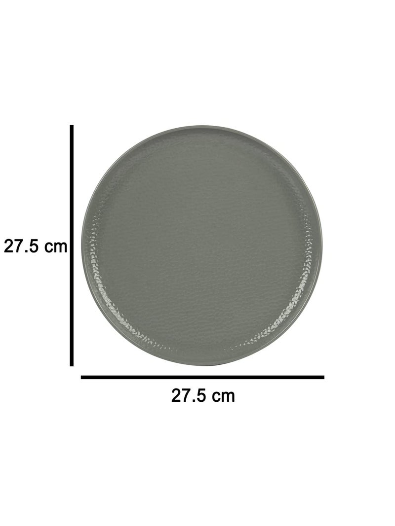 MARKET 99 Melamine Round Serving Full Plates Set of 6 | Grey Hammered Design Dinner & Serving Plates | Lightweight Kitchen Serveware for Breakfast, Lunch, Dinner & Home Dining Use - Image 4