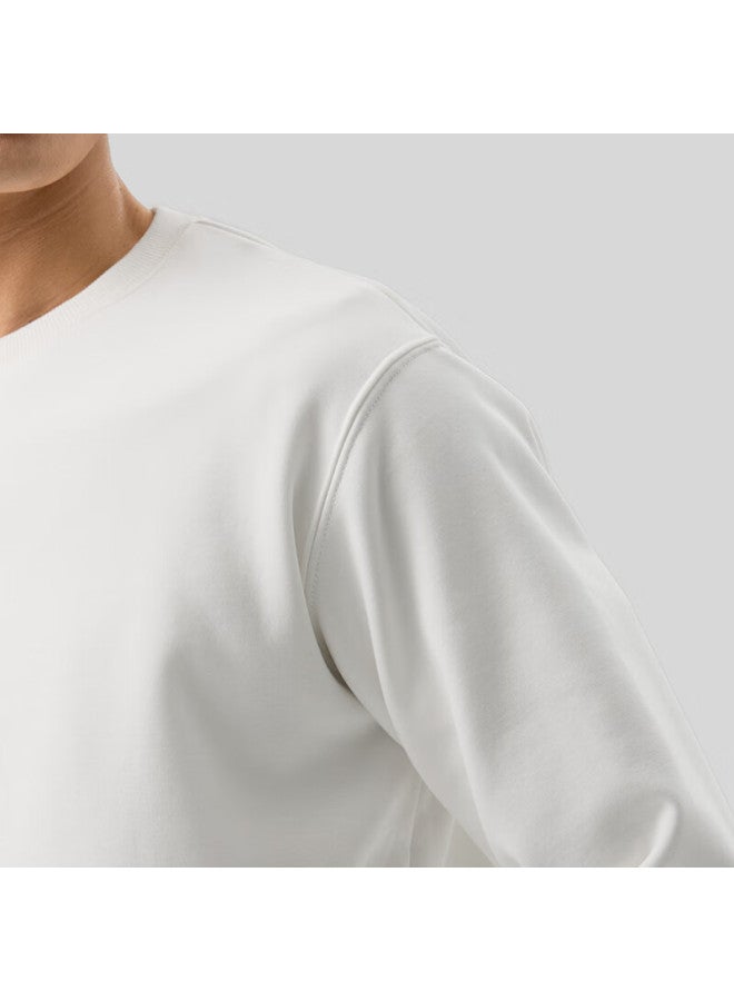 Markless Fleece-lined Men's Sweatshirt Autumn Winter Casual Crewneck Warm Pullover 0434m3 Snow Peak White Fleece-lined XL - Image 3