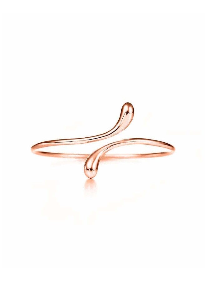 Savlano 14K Gold Plated Double Teardrop Open Cuff Bangle -7-8” Inch Flexible Bangle Bracelet Comes With Gift Box for Women (ROSE) - Image 2
