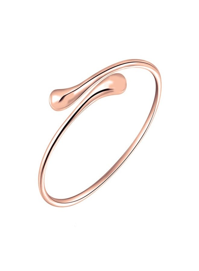 Savlano 14K Gold Plated Double Teardrop Open Cuff Bangle -7-8” Inch Flexible Bangle Bracelet Comes With Gift Box for Women (ROSE) - Image 1