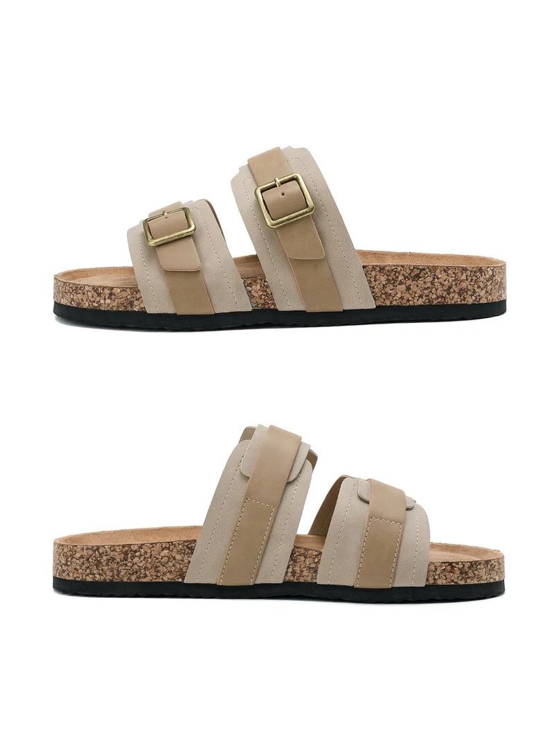 ARRIGO BELLO beige ARRIGO BELLO  Men's Double Buckle Footbed Clogs Sandals Comfortable Adjustable Dressy Open Toe Casual Non Slip Summer Shoes  | Best Price UAE
