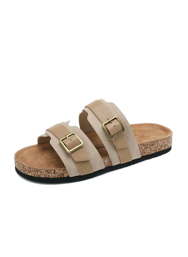 ARRIGO BELLO  Men's Double Buckle Footbed Clogs Sandals Comfortable Adjustable Dressy Open Toe Casual Non Slip Summer Shoes