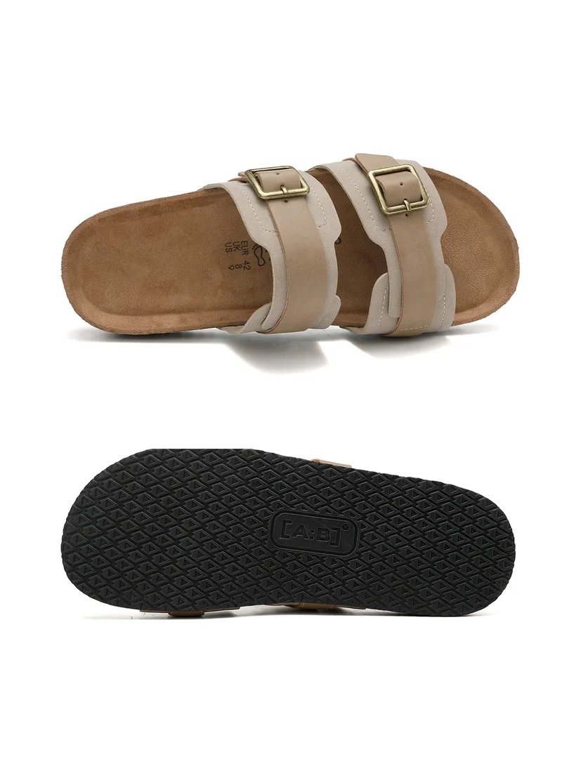 ARRIGO BELLO beige ARRIGO BELLO  Men's Double Buckle Footbed Clogs Sandals Comfortable Adjustable Dressy Open Toe Casual Non Slip Summer Shoes  | Best Price UAE