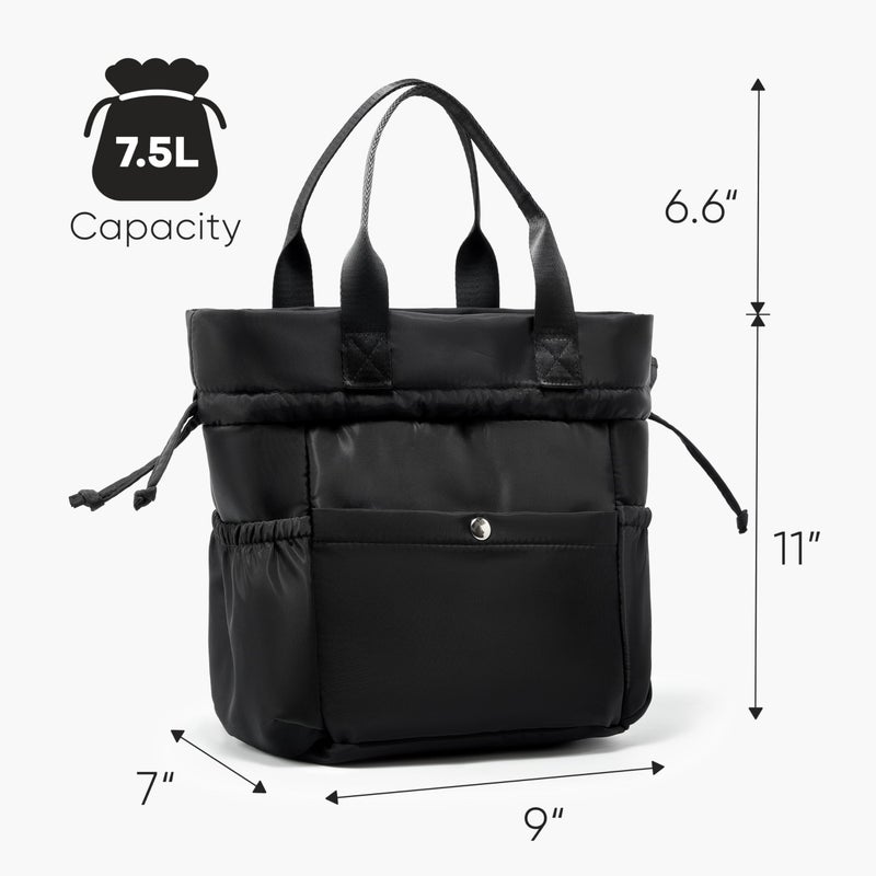 Yarnic Lunch Bag Women Insulated Lunch Bags,Cute Reusable Lunch Box Stain-Resistant Lunchbox with Water Bottle Holder for Adult (black) - Image 2