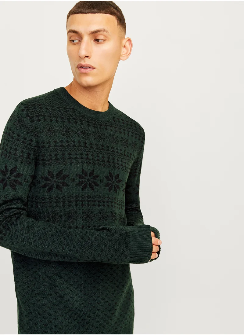 جاك اند جونز Jjxmas Christmas Print Sweaters