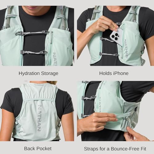 Nathan Womens Hydration Vest Lightweight Breathable Running Gear with 2x14oz Hydrapak Flasks 2L Bladder ChafeFree Mesh Reflective for Visibility QuickFit Setup Pinnacle BreezeSurf Spray SM - Image 3