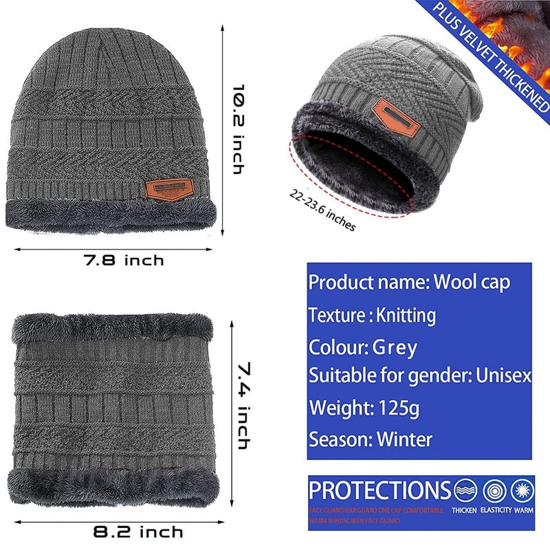 Wearslim قبعات صوف دافئة ®، قبعة رأس مع دافئ للرقبة مجموعة قبعات شتوية وشالات للرجال والنساء - Image 4