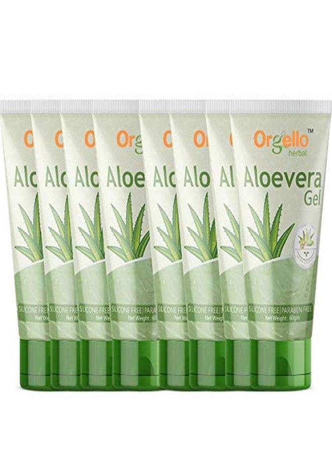 Orgello Herbal Aloe Vera gel for Face and Hair (8 x 60 gm) Pack of 8 I aloe vera massage gel for face I aloe vera gel for hair I aloe vera gel 480 gm I Paraben & Sulphate Free - Image 1