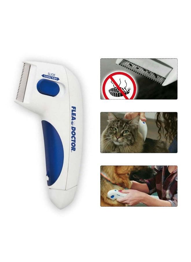 NIBEMINENT - Pet Flea Cleaner Electric Comb White/Blue - Image 1
