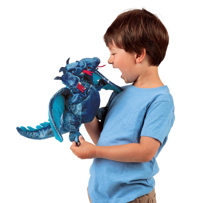 Folkmanis Three-Headed Blue Dragon Hand Puppet - Image 2
