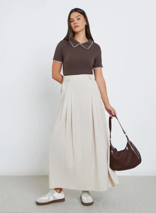 Styli Styli Women Brown Collar Contrast Lining Knit Top