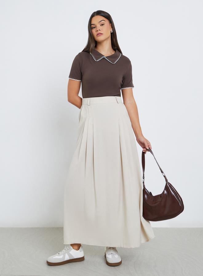 ستايلي بلوزة نسائية محبوكة بياقة بنية وبطانة متباينة - Image 2