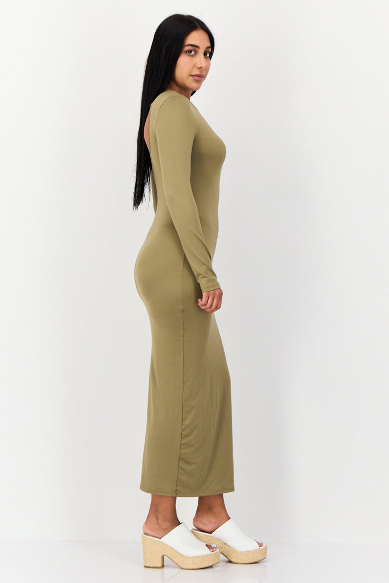 Don't Call Me Jennyfer Women Plain Long Sleeve Bodycon, Olive  - Image 3