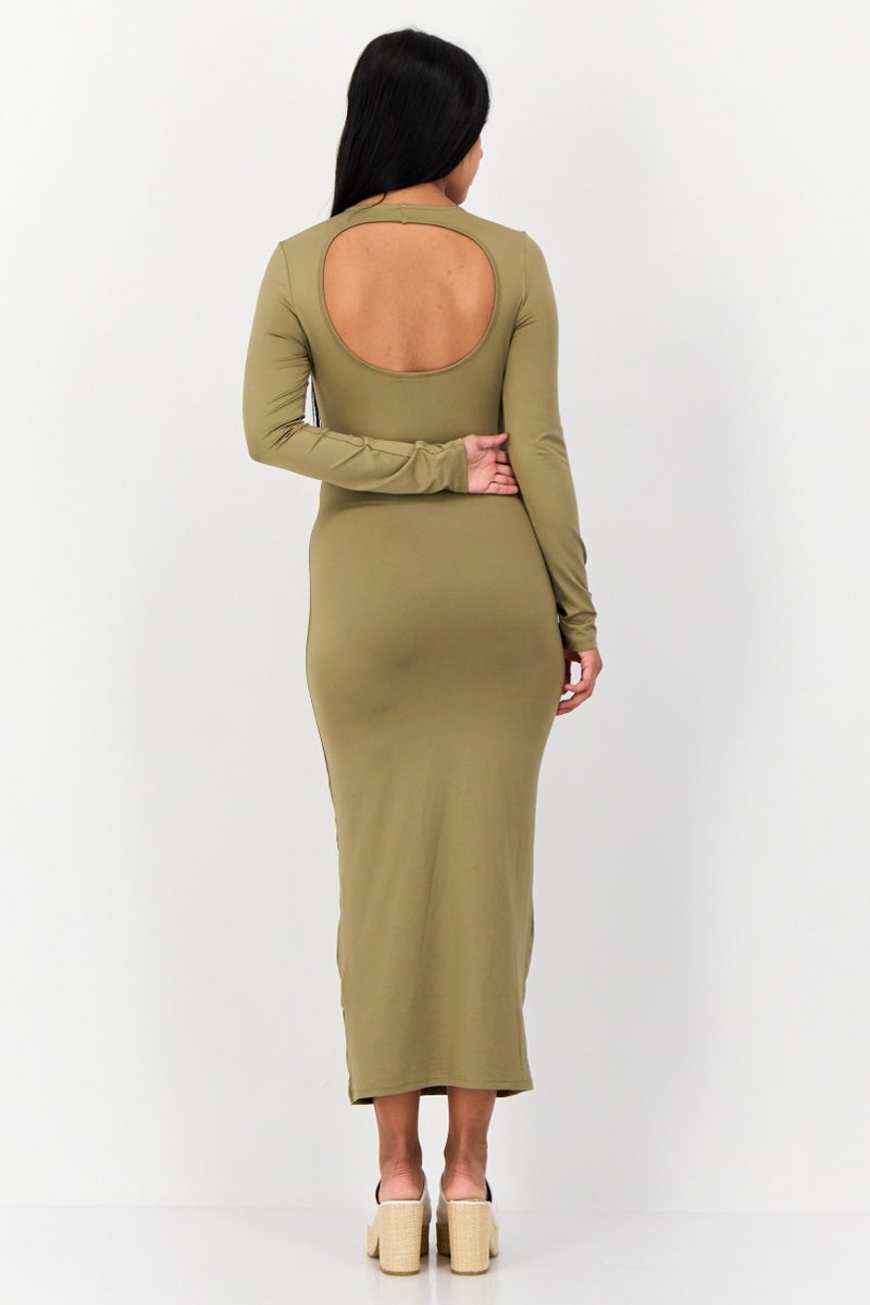 Don't Call Me Jennyfer Women Plain Long Sleeve Bodycon, Olive  - Image 4