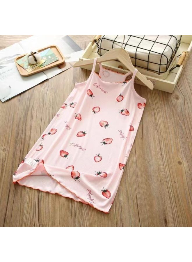 Girls' Pajamas Suspender Skirt Summer Ice Silk Thin Princess Nightdress Little Girl Baby Air Conditioning Clothes Home Wear