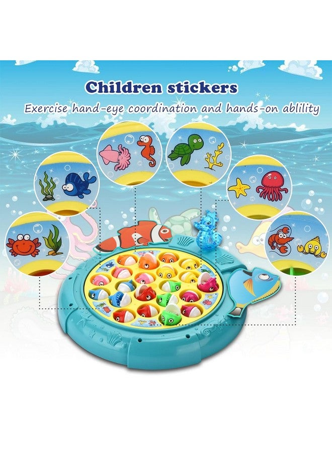 QuadPro Magnetic Fishing Games Set - Fun and Educational Fishing Toys for Toddlers and Kids, Includes 21 Fish, 4 Poles, Rotating Board, and On-Off Music, Perfect Fish Toy for Go Fish Fun - Image 3